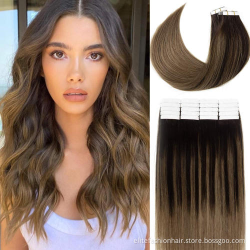 No shedding and tangle high quality double drawn Silky straight tape in hair tape in Hair extension tape weft hair